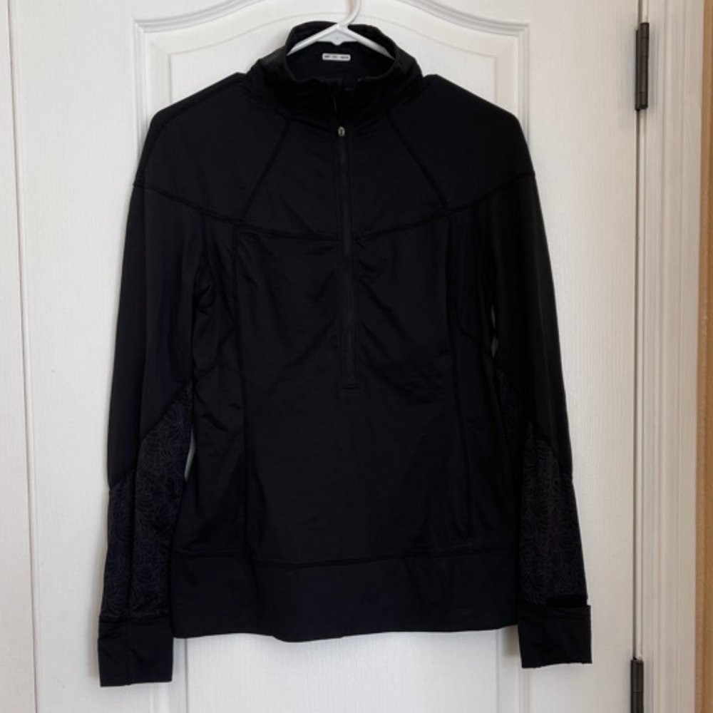 Women's Lululemon Half Zip Black Running Pullover, Long sleeve Size 6-8